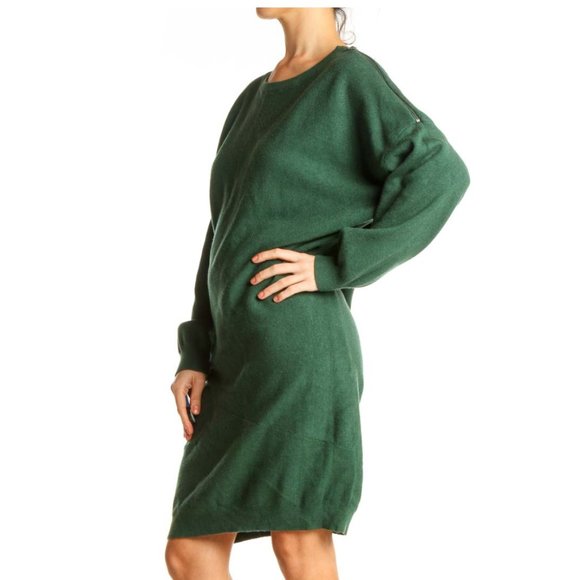 NWT Apricot Knit Sweater Dress in Deep Green with Shoulder Zipper - Picture 5 of 12